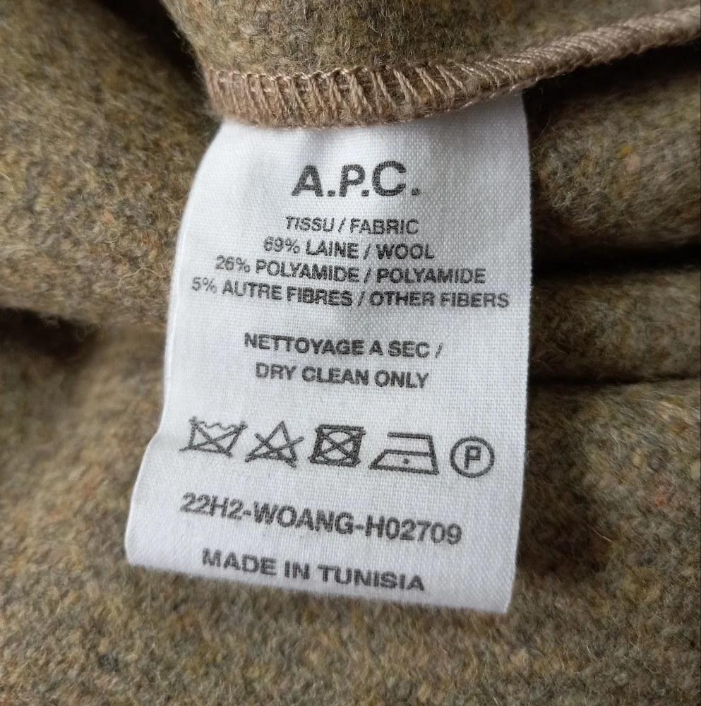 A.P.C. Men's Basile Wool Overshirt Shacket In Khaki Heather L - Picture 8 of 15